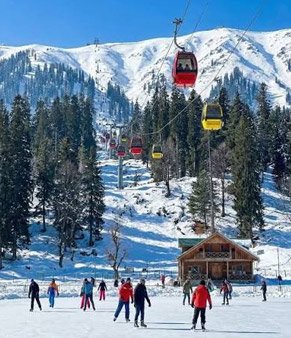 Gulmarg Gondola cable cars over the snow slopes