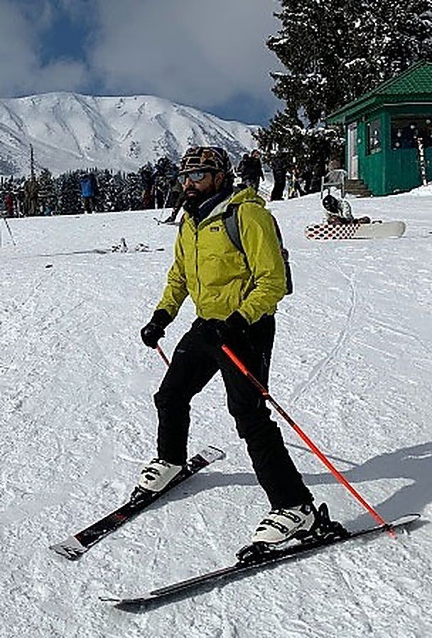 Skier on a snow slope in Gulmarg, Kashmir